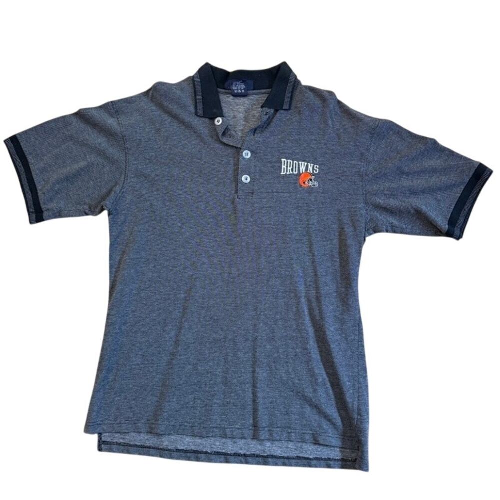 Cleveland Browns NFL Vintage 90s Pro Player gray orange polo shirt Size Large